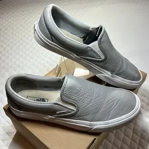 VANS Off The Wall Gray Genuine Leather Skater Slip on Shoes. 8.5 Mens 10 Women. Vans | Shoes | Vans Off The Wall Gray Genuine Leather Skater  main image 2